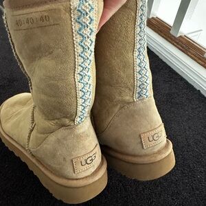 UGG Beige Boots with Blue Accents